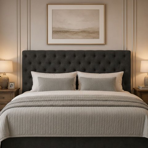 Cabeceira para Cama Casal Queen Estofada Captone 1,58 Mts Luna Vilajo: Suede Preto