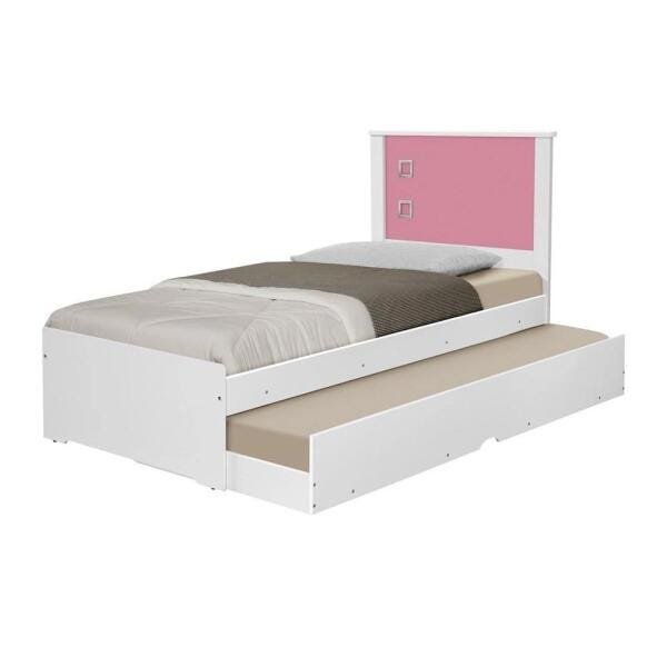 Cama De Solteiro Bibox Barcelona Branco/ Rosa - Tebarrot - 2