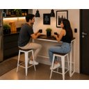Ver imagem 3 de Mesa Jantar Aparador Bancada Alta Industrial 170x70cm Tampo Vermelho Pés Branco