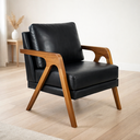 Ver imagem 1 de Poltrona Mona Luxo Madeira Maciça Corino Preto para Sala de Estar Decorativa Moderna