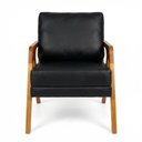 Ver imagem 3 de Poltrona Mona Luxo Madeira Maciça Corino Preto para Sala de Estar Decorativa Moderna