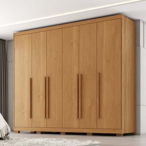 Guarda Roupa Casal Platinium 100% MDF 6 Portas de Bater 6 Gavetas Marrom/Cinamomo