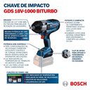 Ver imagem 2 de Chave de Impacto a bateria Bosch GDS 18V-1000 BITURBO BRUSHLESS 18V, SB