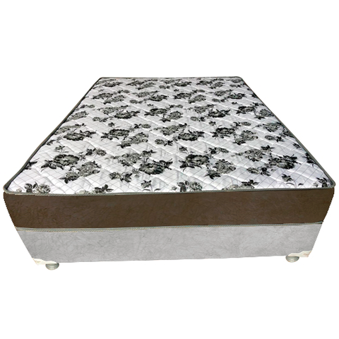 Cama Box Casal Suede Cinza + Colchão Casal Suede Marrom Orto Molas Bonnel 138x188x55