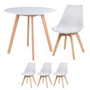 Ver imagem 1 de Conjunto de Mesa de Jantar Leda 90cm Branco + 3 Cadeiras Estofadas Leda Branco