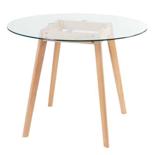 Conjunto de Mesa de Vidro Leda 90cm + 3 Cadeiras Estofadas Leda Branco - 6