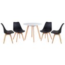 Ver imagem 1 de Conjunto de Mesa de Jantar Redonda 90cm Branco + 4 Cadeiras Estofadas Leda Preto