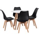 Ver imagem 1 de Conjunto de Mesa Redonda Leda 80cm Branco + 4 Cadeiras Estofadas Leda Preto