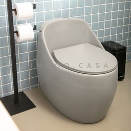 Vaso Sanitário Monobloco Caixa Acoplada Privada Aquarela Pingoo.casa - Cinza - 8