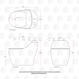 Vaso Sanitário Monobloco Caixa Acoplada Privada Aquarela Pingoo.casa - Cinza - 9