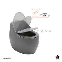 Vaso Sanitário Monobloco Caixa Acoplada Privada Aquarela Pingoo.casa - Cinza - 4