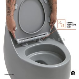 Vaso Sanitário Monobloco Caixa Acoplada Privada Aquarela Pingoo.casa - Cinza - 5