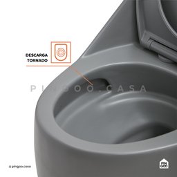 Vaso Sanitário Monobloco Caixa Acoplada Privada Aquarela Pingoo.casa - Cinza - 7