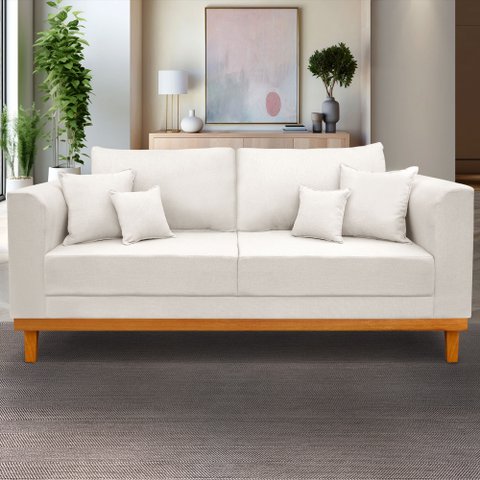 SOFA 3 LUGARES Benny lateral  courvim Linho cru