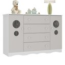 Ver imagem 2 de Cômoda Infantil 125cm 2 Portas com Vidro e 4 Gavetas Sonho Multimóveis Mp4475 Branco/off White