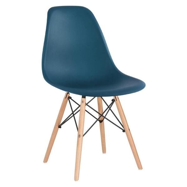 Conjunto de Mesa de Vidro Eames 70cm + 4 Cadeiras Eiffel Dsw Azul Petróleo - 6