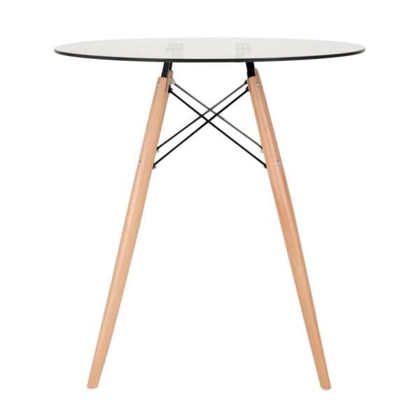 Conjunto de Mesa de Vidro Eames 70cm + 4 Cadeiras Eiffel Dsw Azul Petróleo - 3