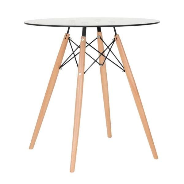 Conjunto de Mesa de Vidro Eames 70cm + 4 Cadeiras Eiffel Dsw Azul Petróleo - 2