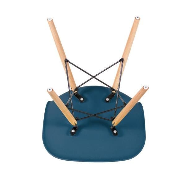 Conjunto de Mesa de Vidro Eames 70cm + 4 Cadeiras Eiffel Dsw Azul Petróleo - 9