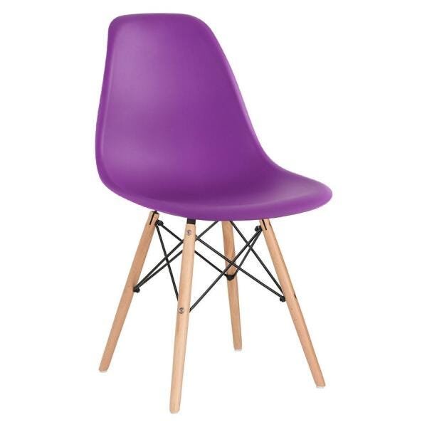 Conjunto de Mesa Eames 100cm Preto + 4 Cadeiras Eames Eiffel Dsw Roxo - 2