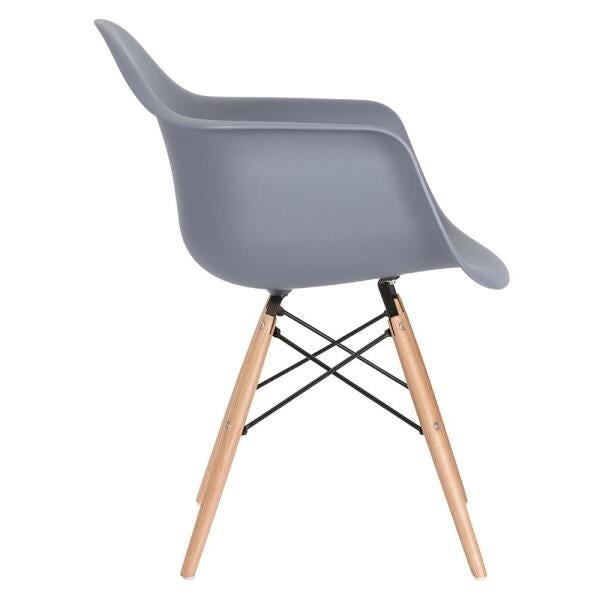 Conjunto de Mesa Redonda de Vidro Eames 70cm + 2 Cadeiras Eiffel Daw Cinza Escuro - 3