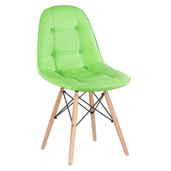 Conjunto de Mesa Eames Eiffel 80cm Branco + 4 Cadeiras Estofadas Eames Botonê Verde - 5