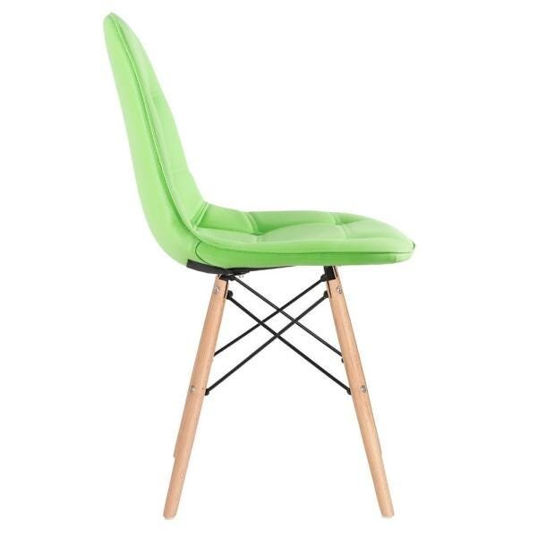 Conjunto de Mesa Eames Eiffel 80cm Branco + 4 Cadeiras Estofadas Eames Botonê Verde - 6