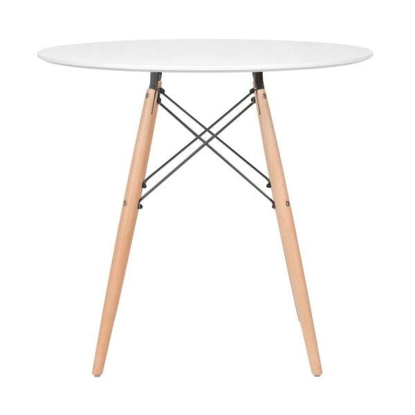 Conjunto de Mesa Eames Eiffel 80cm Branco + 4 Cadeiras Estofadas Eames Botonê Verde - 3