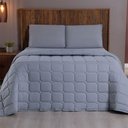Ver imagem 1 de Kit Cobre Leito Colcha Minimal Casal 3 Peças Malha 100% Algodão Cinza