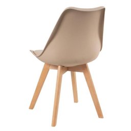 Conjunto de Mesa de Jantar Leda 100cm Branco + 4 Cadeiras Estofadas Leda Nude - 4