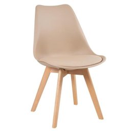 Conjunto de Mesa de Jantar Leda 100cm Branco + 4 Cadeiras Estofadas Leda Nude - 2