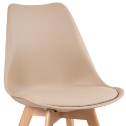 Conjunto de Mesa de Jantar Leda 100cm Branco + 4 Cadeiras Estofadas Leda Nude - 5