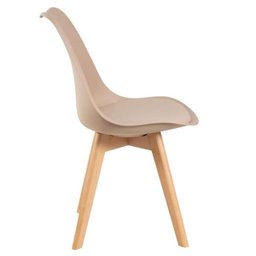 Conjunto de Mesa de Jantar Leda 100cm Branco + 4 Cadeiras Estofadas Leda Nude - 3