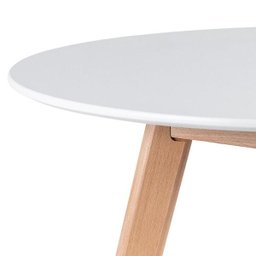 Conjunto de Mesa de Jantar Leda 100cm Branco + 4 Cadeiras Estofadas Leda Nude - 9