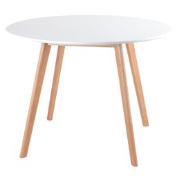 Conjunto de Mesa de Jantar Leda 100cm Branco + 4 Cadeiras Estofadas Leda Nude - 6