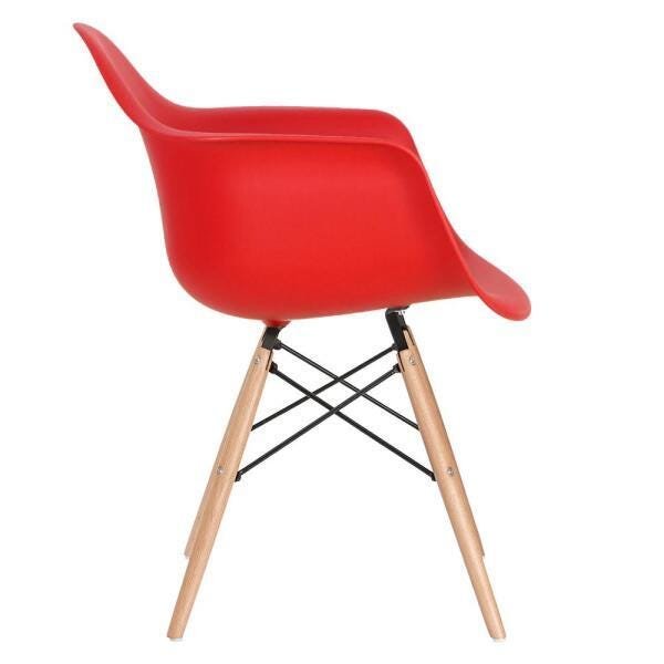 Conjunto de Mesa Redonda de Vidro Eames 80cm + 2 Cadeiras Eiffel Daw Vermelho - 3