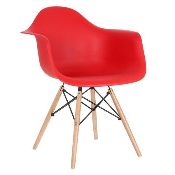 Conjunto de Mesa Redonda de Vidro Eames 80cm + 2 Cadeiras Eiffel Daw Vermelho - 2