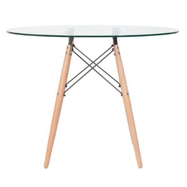 Conjunto de Mesa de Vidro Eames 100cm + 5 Cadeiras Eiffel Dsw Azul Petróleo - 3