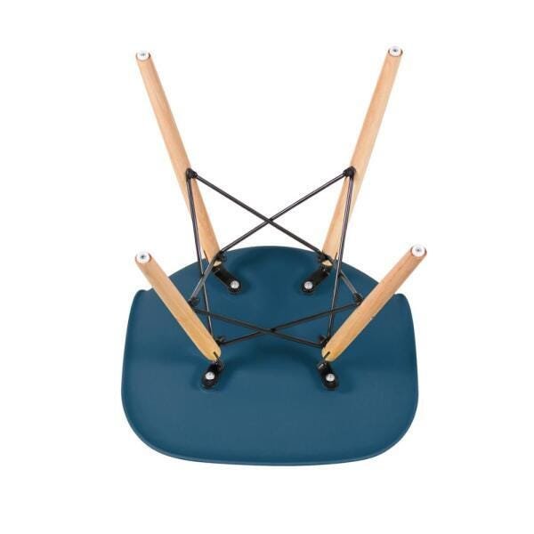 Conjunto de Mesa de Vidro Eames 100cm + 5 Cadeiras Eiffel Dsw Azul Petróleo - 8