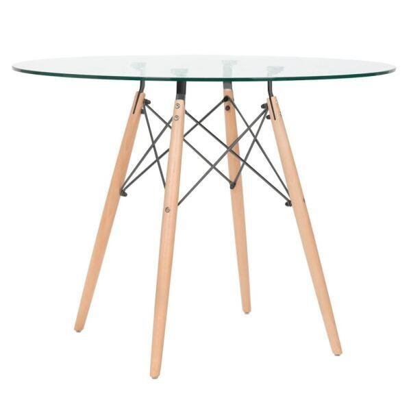 Conjunto de Mesa de Vidro Eames 100cm + 5 Cadeiras Eiffel Dsw Cinza Escuro - 2