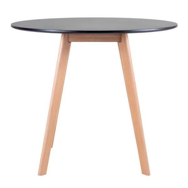 Conjunto de Mesa de Jantar Leda 90cm Preto + 3 Cadeiras Estofadas Leda Creme - 7