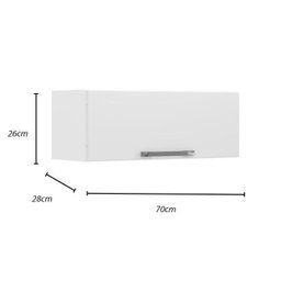 Armário de Cozinha Aéreo Itatiaia Aço Florença 1 Porta Horizontal Branco Neve - 6