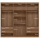 Ver imagem 5 de Guarda Roupa Casal Ripado 6 Portas de Bater com Espelho e Cômoda 4 Gavetas MDF MDP Amadeirado