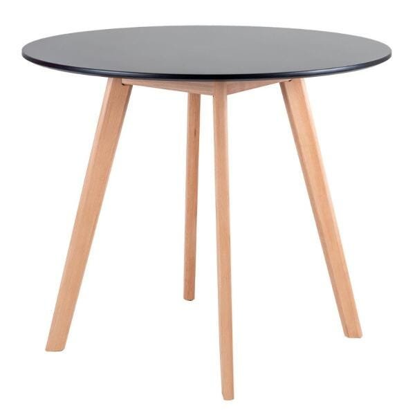 Conjunto de Mesa de Jantar Leda 90cm Preto + 2 Cadeiras Estofadas Leda Cinza Escuro - 6