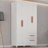 Guarda Roupa Solteiro Lite 4 Portas e 2 Gavetas Branco - Móveis Leão Branco - 2