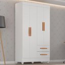Ver imagem 2 de Guarda Roupa Solteiro Lite 4 Portas e 2 Gavetas Branco - Móveis Leão Branco