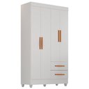 Ver imagem 1 de Guarda Roupa Solteiro Lite 4 Portas e 2 Gavetas Branco - Móveis Leão Branco