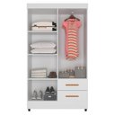 Ver imagem 3 de Guarda Roupa Solteiro Lite 4 Portas e 2 Gavetas Branco - Móveis Leão Branco