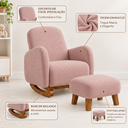 Ver imagem 2 de Poltrona Amamentação Soft Bouclé Base Balanço com Puff:Rose