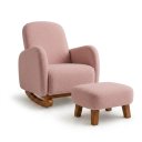 Ver imagem 5 de Poltrona Amamentação Soft Bouclé Base Balanço com Puff:Rose